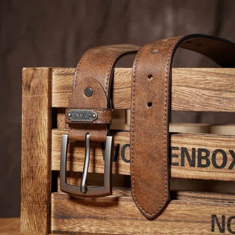 Cinto Masculino de Couro Amato - Conhaque - hecrafted