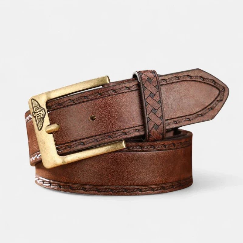 Cinto Masculino de Couro Corleone - Conhaque Gold - hecrafted