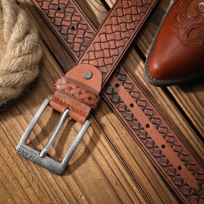 Cinto Masculino de Couro Verona - Caramelo Silver - hecrafted