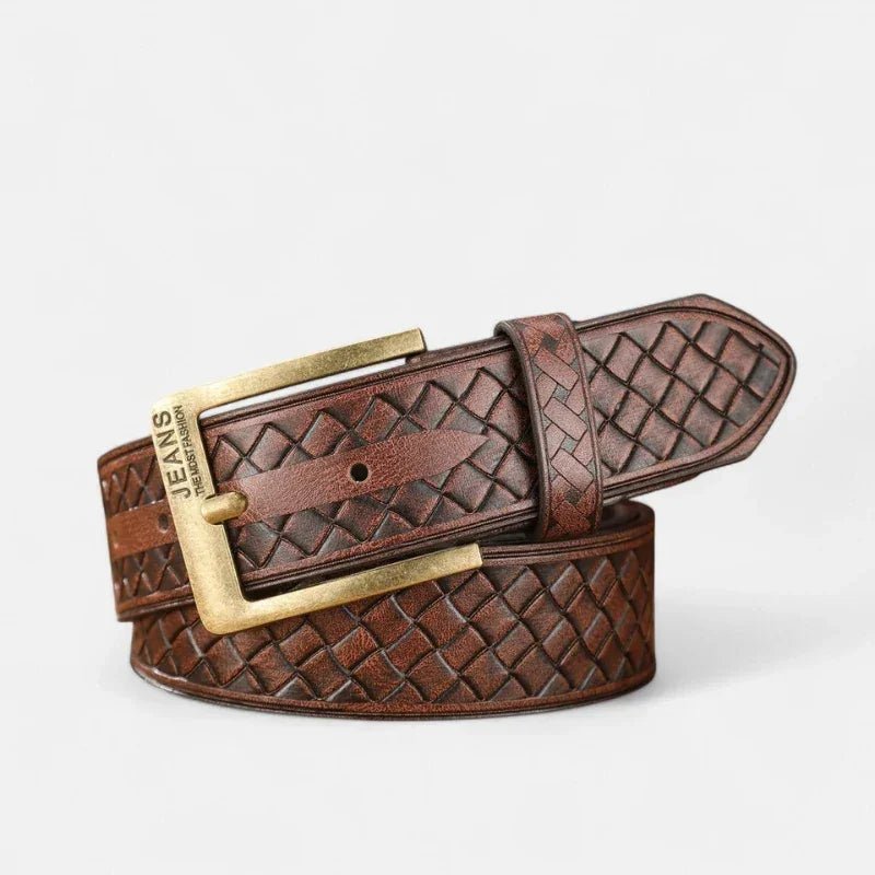 Cinto Masculino de Couro Verona - Conhaque Gold - hecrafted