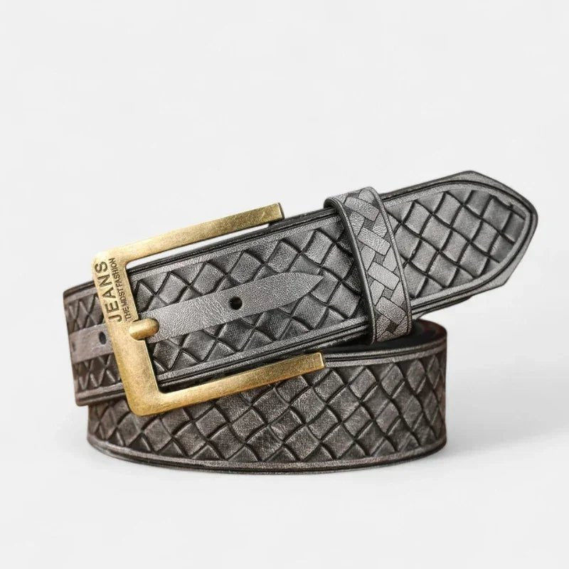 Cinto Masculino de Couro Verona - Grafite Gold - hecrafted