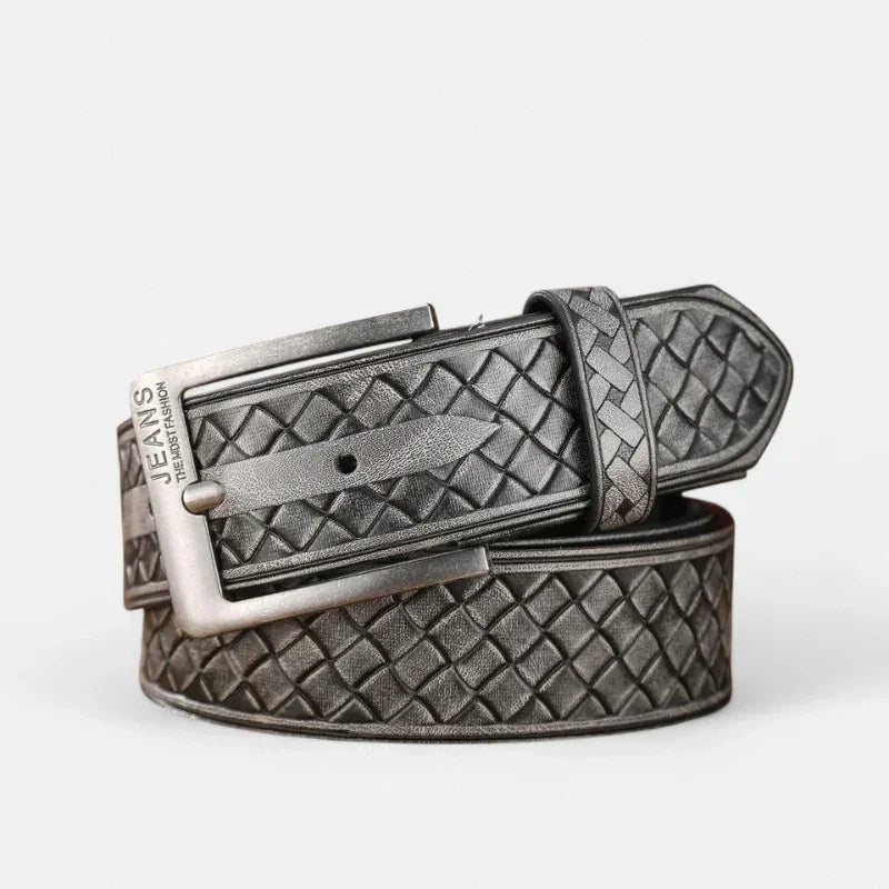 Cinto Masculino de Couro Verona - Grafite Silver - hecrafted