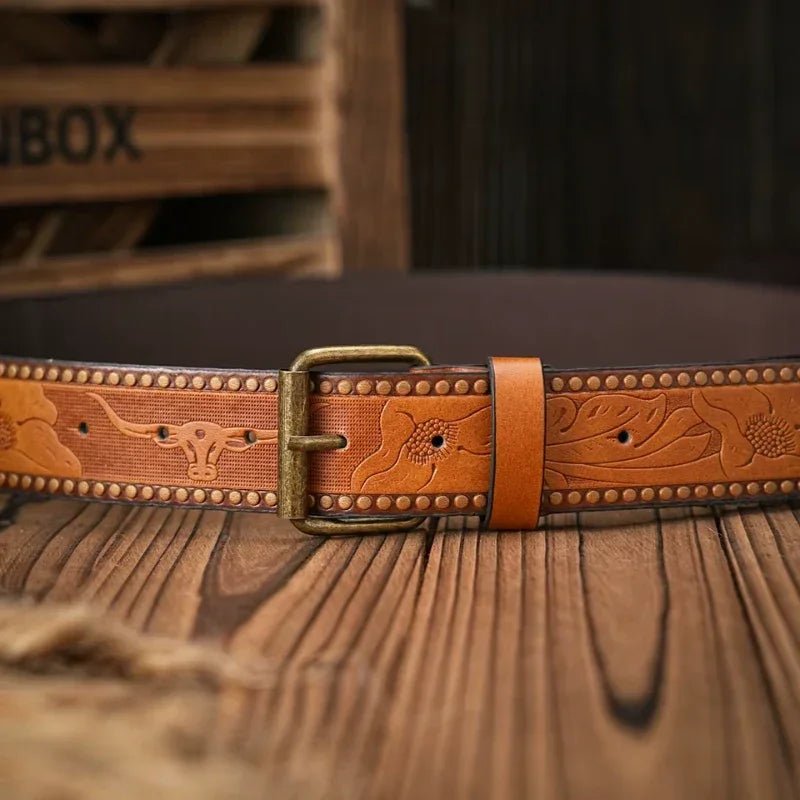 Cinto Masculino Couro Palermo - Conhaque - hecrafted