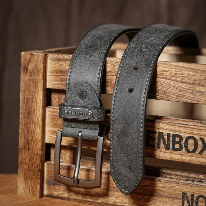 Cinto Masculino de Couro Amato - Chumbo - hecrafted