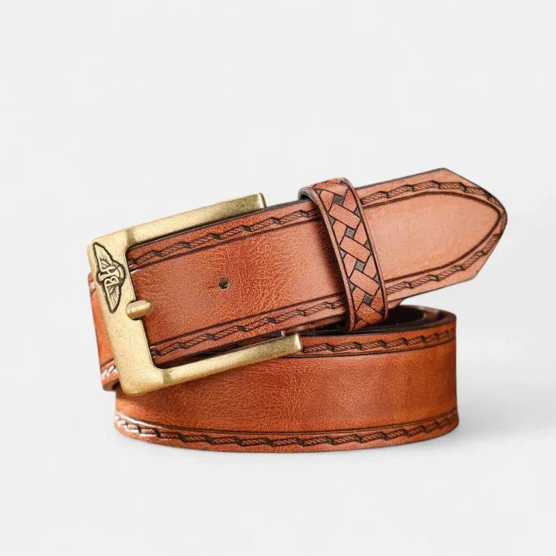 Cinto Masculino de Couro Corleone - Caramelo Gold - hecrafted