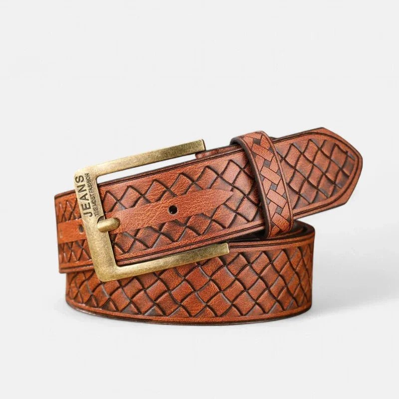 Cinto Masculino de Couro Verona - Caramelo Gold - hecrafted