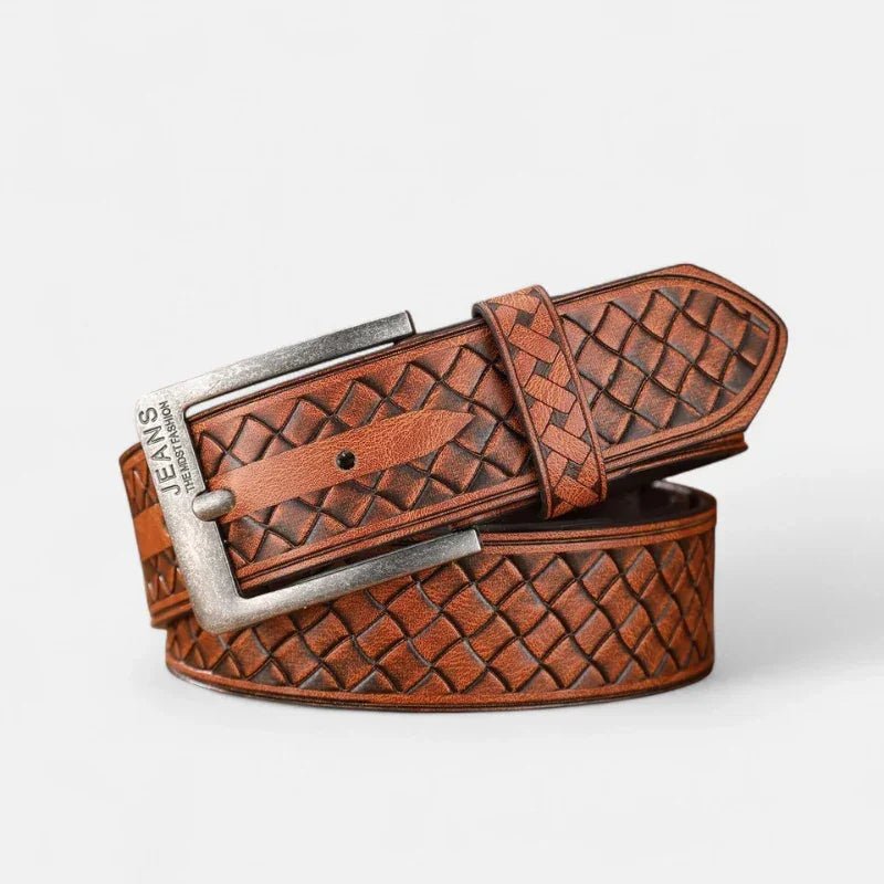 Cinto Masculino de Couro Verona - Caramelo Silver - hecrafted
