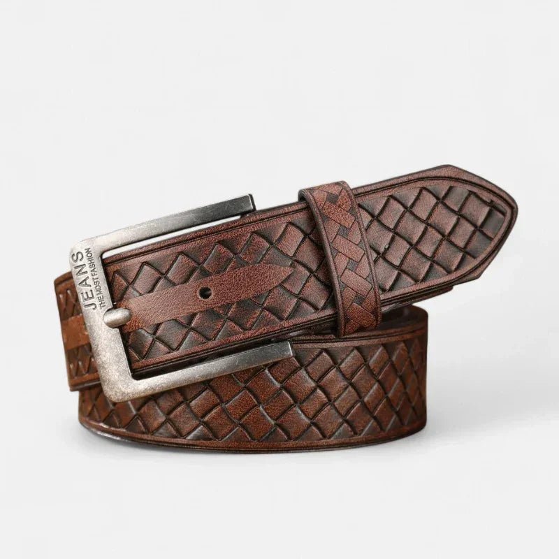 Cinto Masculino de Couro Verona - Conhaque Silver - hecrafted