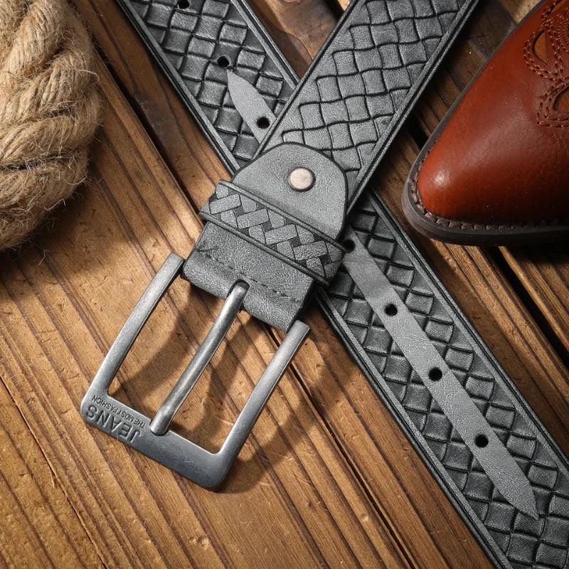 Cinto Masculino de Couro Verona - Grafite Silver - hecrafted